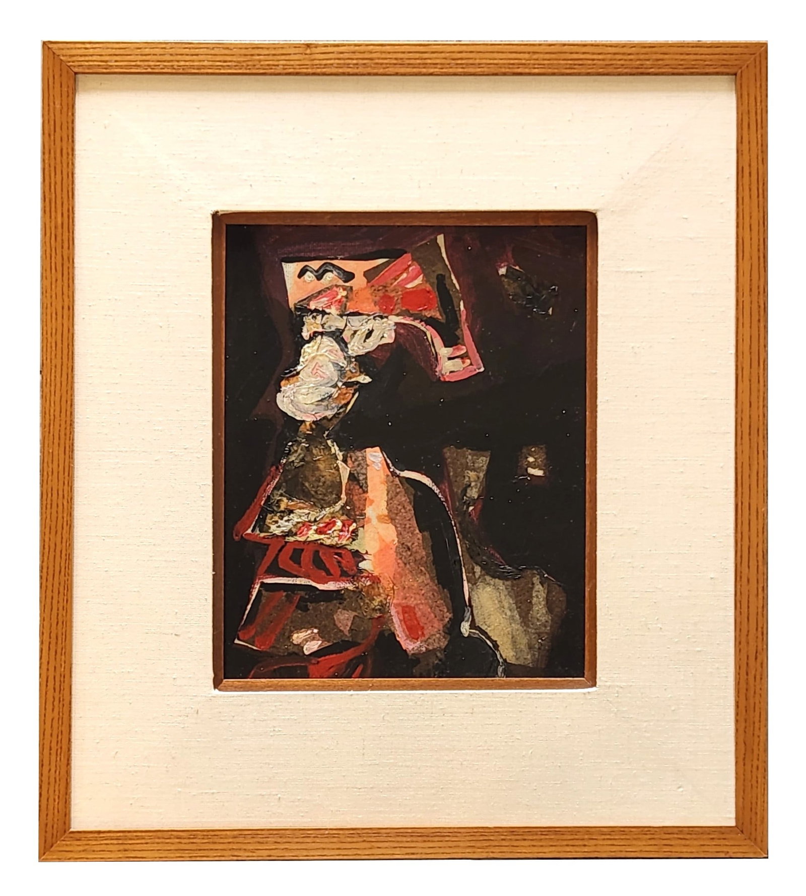 Victor Chab (Born 1930) Argentina: Victor Chab (Born 1930) Argentina Collage and Acrylic on Canvas Measure 11"in H x 8 3/4"in W and 19 1/2"in H x 17 1/2"in W x 2"in D framed Biography: Born in Buenos Aires the 6 of September of 1930, V
