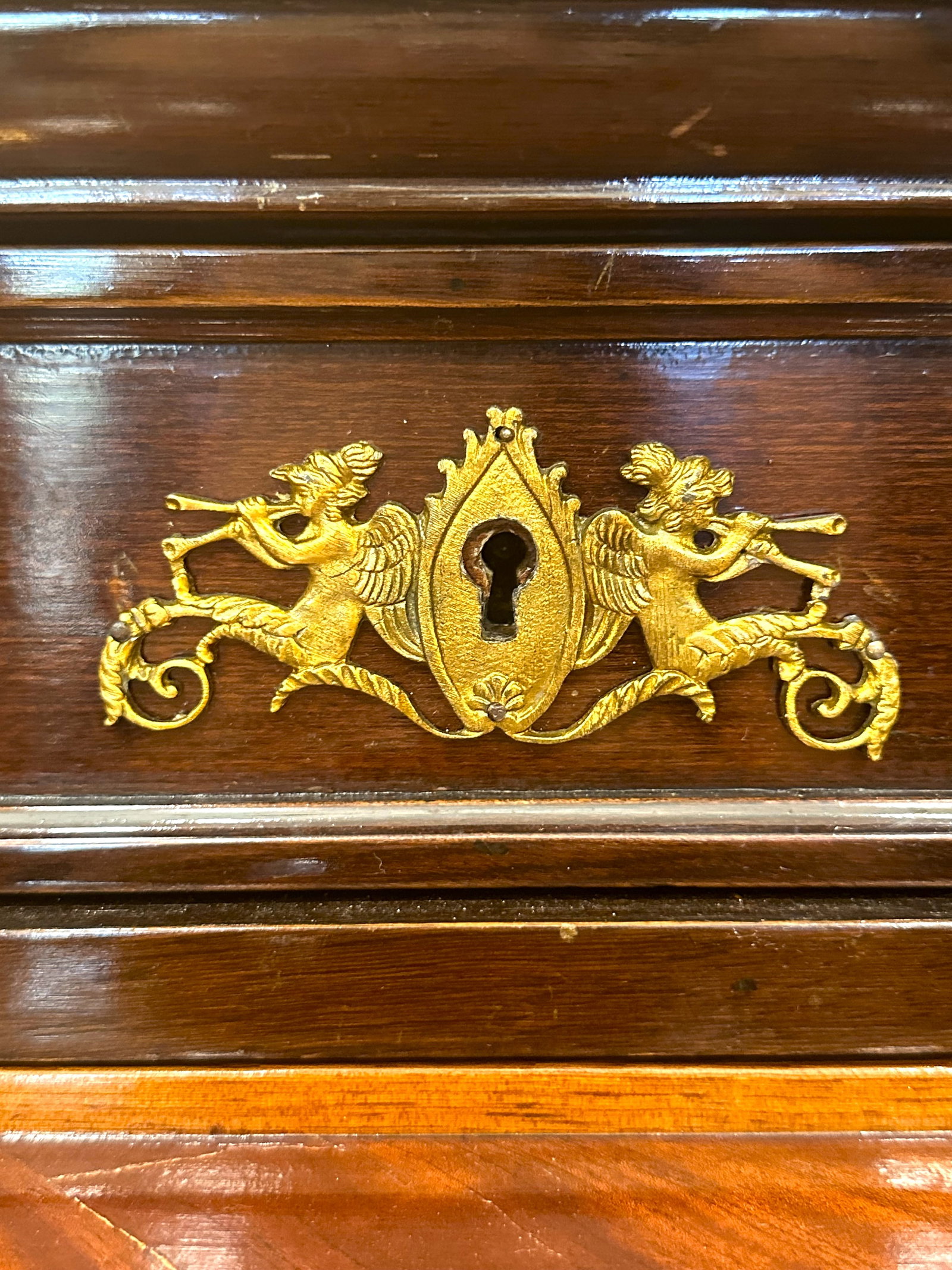 19th Century Empire Style Mahogany and Gilded Bronze Cylinder Desk - 11