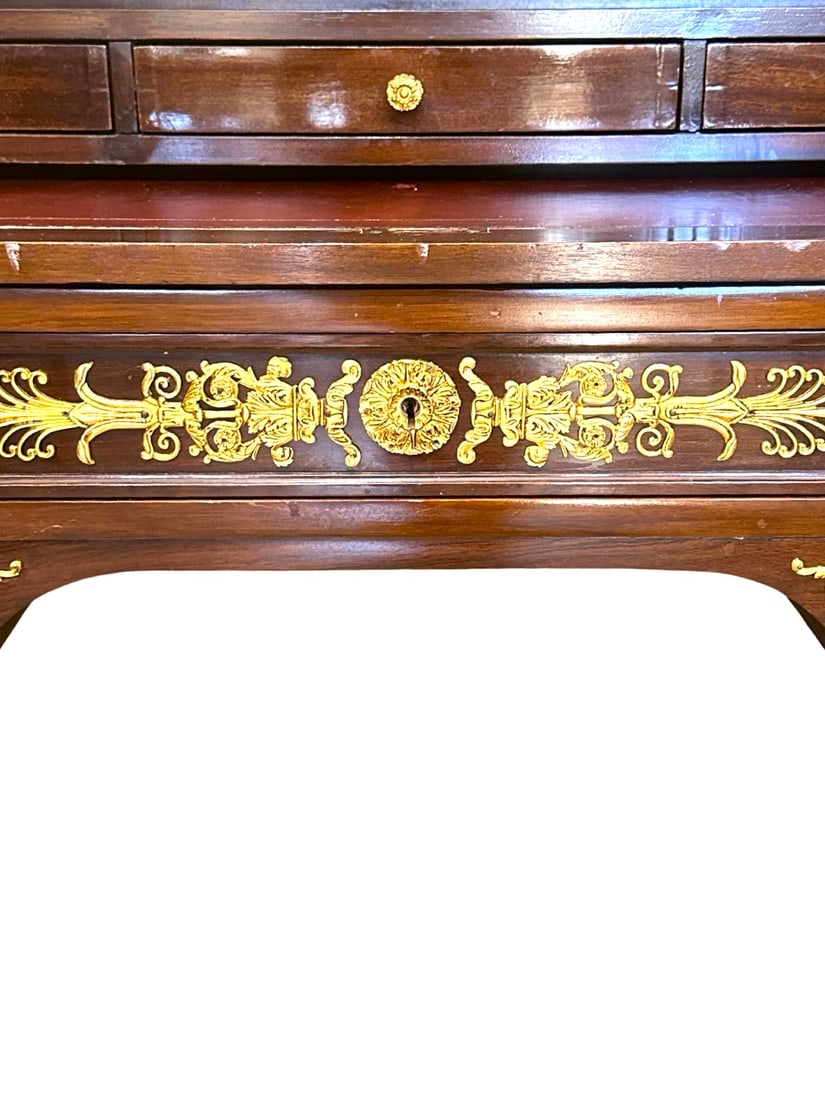 19th Century Empire Style Mahogany and Gilded Bronze Cylinder Desk - 19
