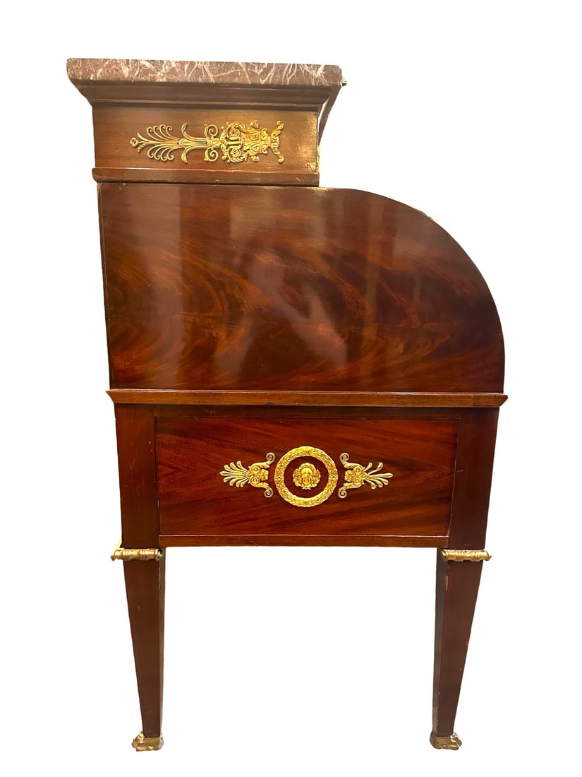 19th Century Empire Style Mahogany and Gilded Bronze Cylinder Desk - 20