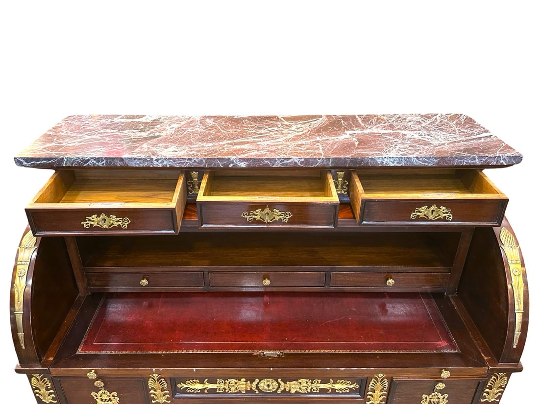 19th Century Empire Style Mahogany and Gilded Bronze Cylinder Desk - 4