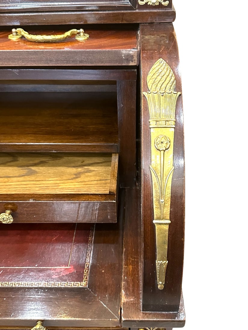 19th Century Empire Style Mahogany and Gilded Bronze Cylinder Desk - 6