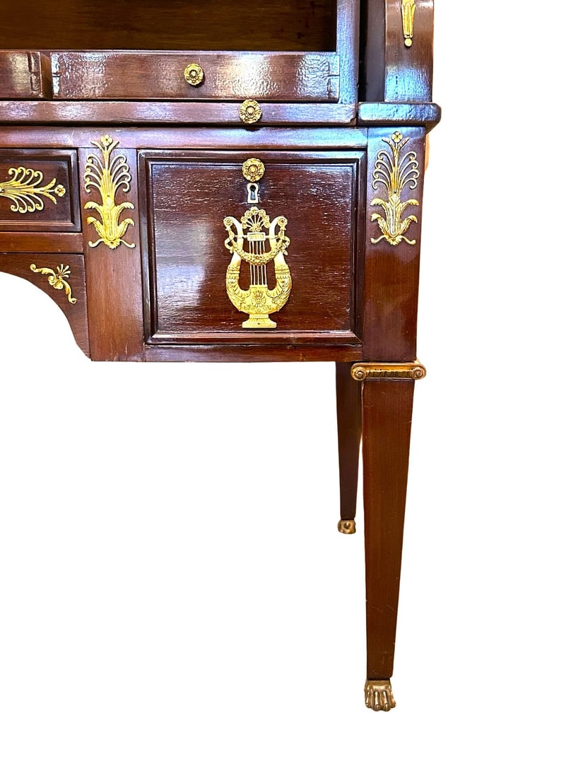 19th Century Empire Style Mahogany and Gilded Bronze Cylinder Desk - 7