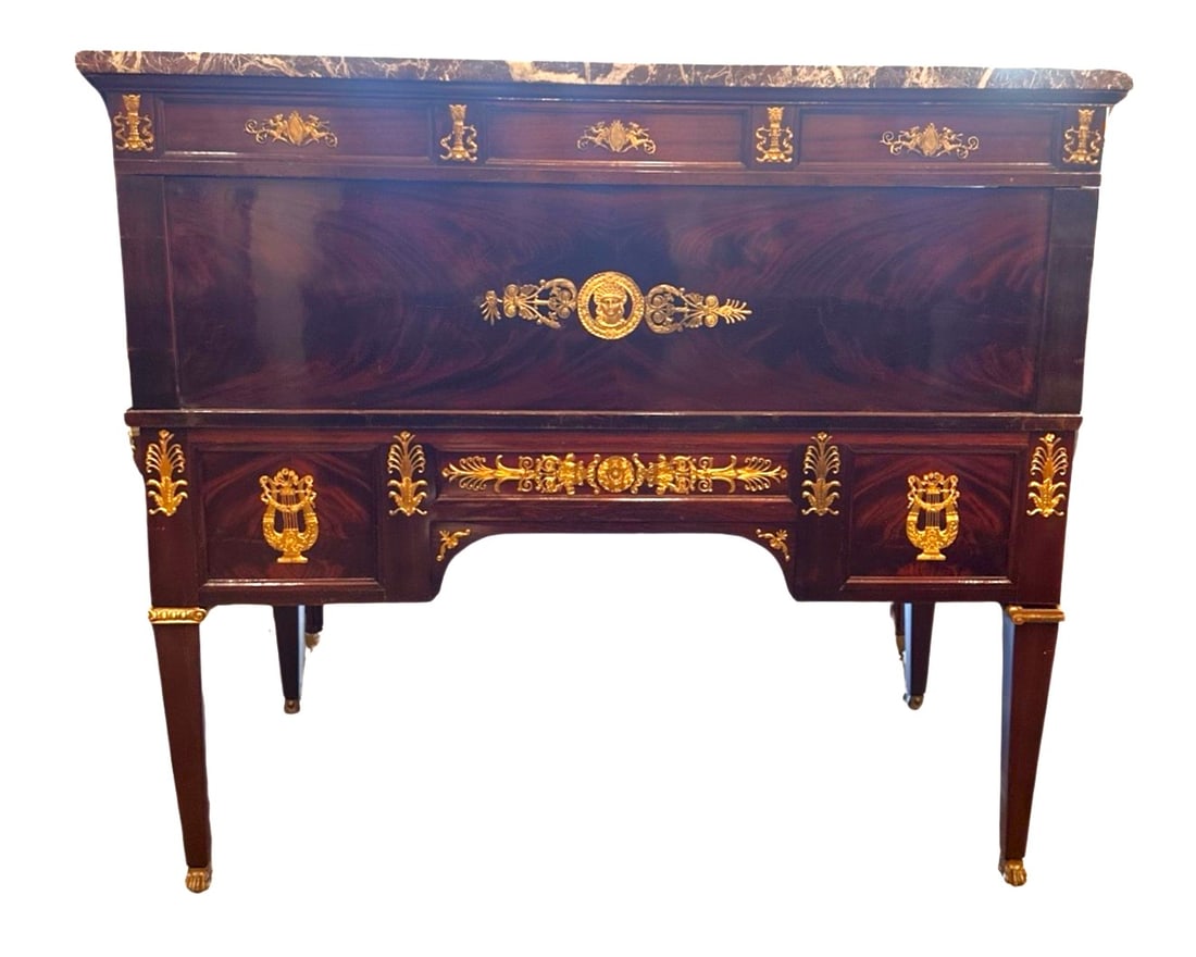 19th Century Empire Style Mahogany and Gilded Bronze Cylinder Desk - 9