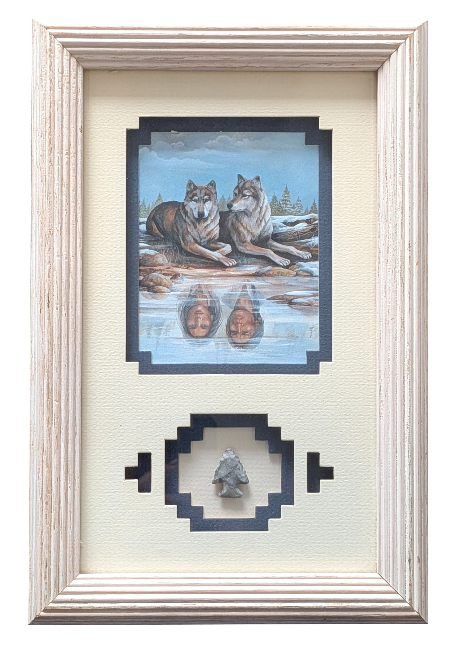 Barbara Roberts "Life Mates" Framed Wolf & Native American Reflection Artwork (1 of 6)