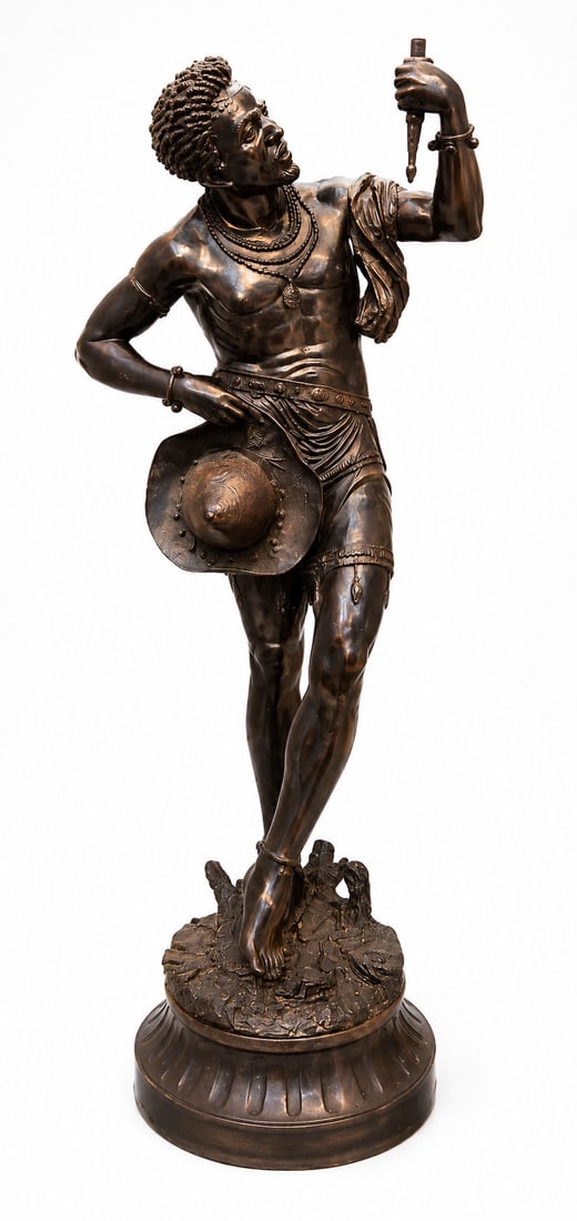 Bronze Figure of an African Warrior, Signed A. Luciga (1 of 8)