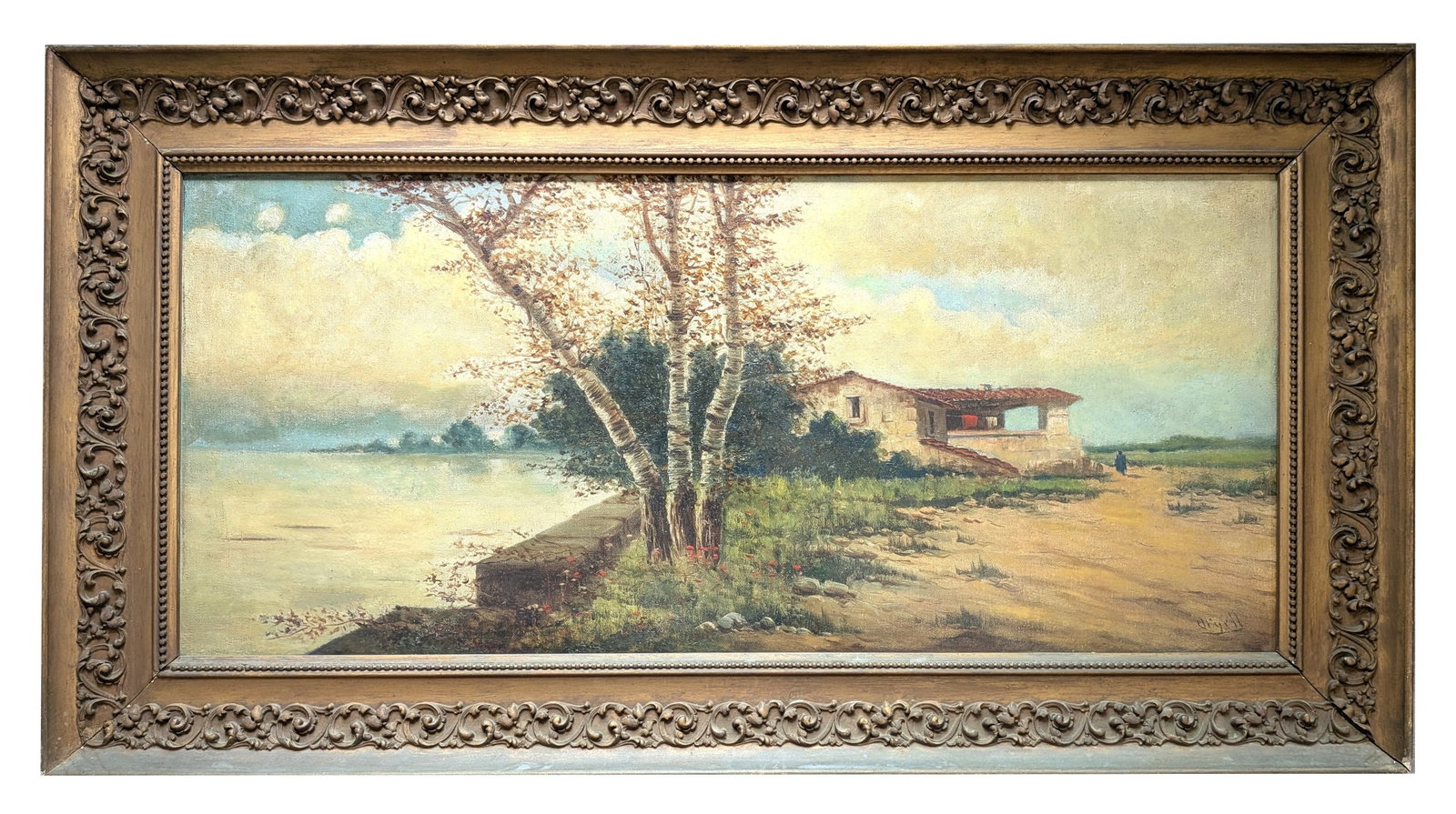Modesto Urgell Y Inglada (1839 - 1919) Spain: Modesto Urgell Y Inglada (1839 - 1919) Spain Oil on Canvas Measure 17 3/4"in H x 38"in W and 25 1/4"in H x 46"in W x 2"in D framed nown for: Realism, landscape painting Biography: Modest Urgell i Ingl