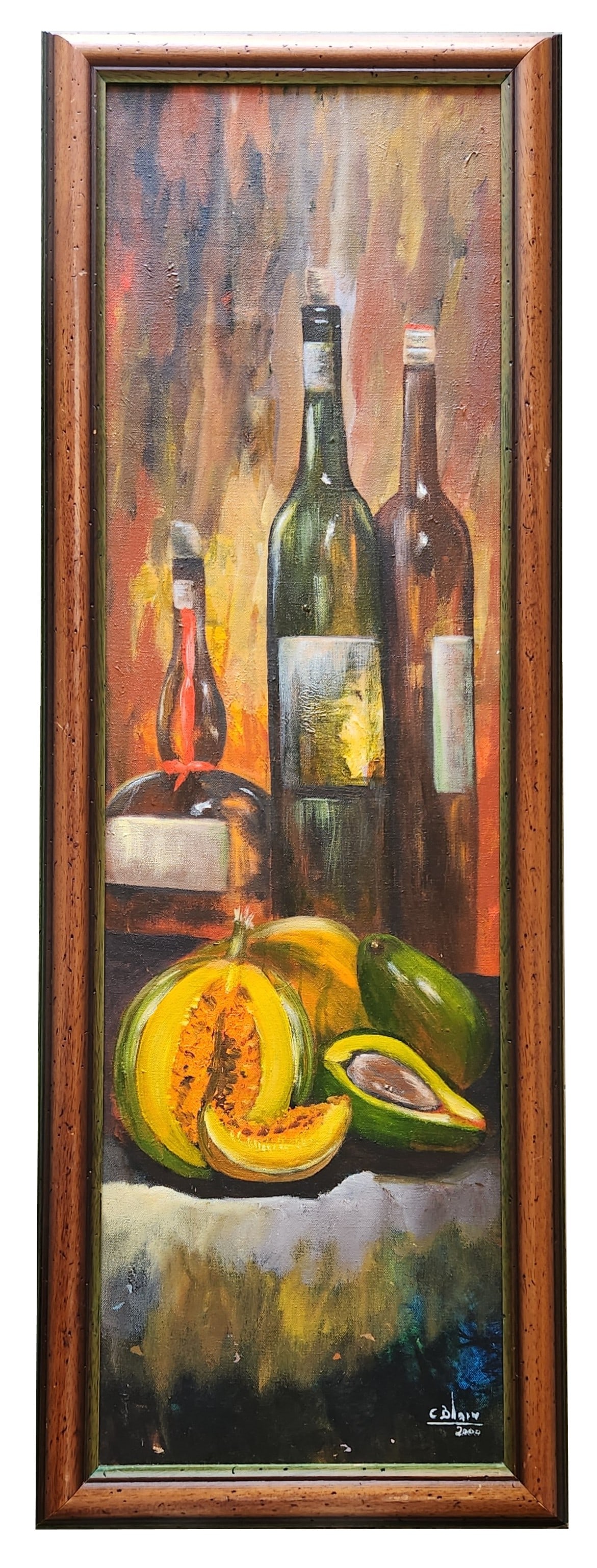 Carel Blain (Born 1961) Haiti: Carel Blain (Born 1961) Haiti Oil on Canvas Measure 39"in H x 11 1/4"in W and 43"in H x 15"in W framed Biography: Carel Blain was born in Port-au-Prince September 23, 1961, Carel is a self taught arti