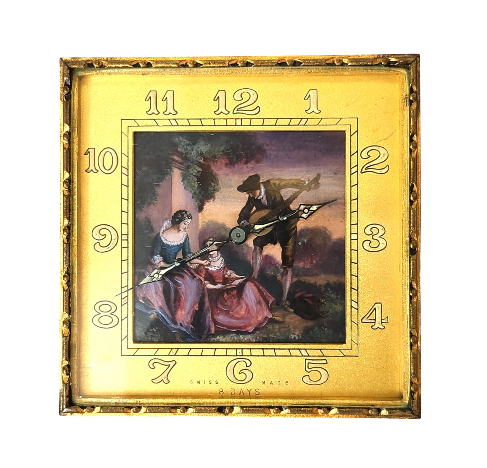Antique French Hand Painted Miniature Enamel Clock (1 of 8)