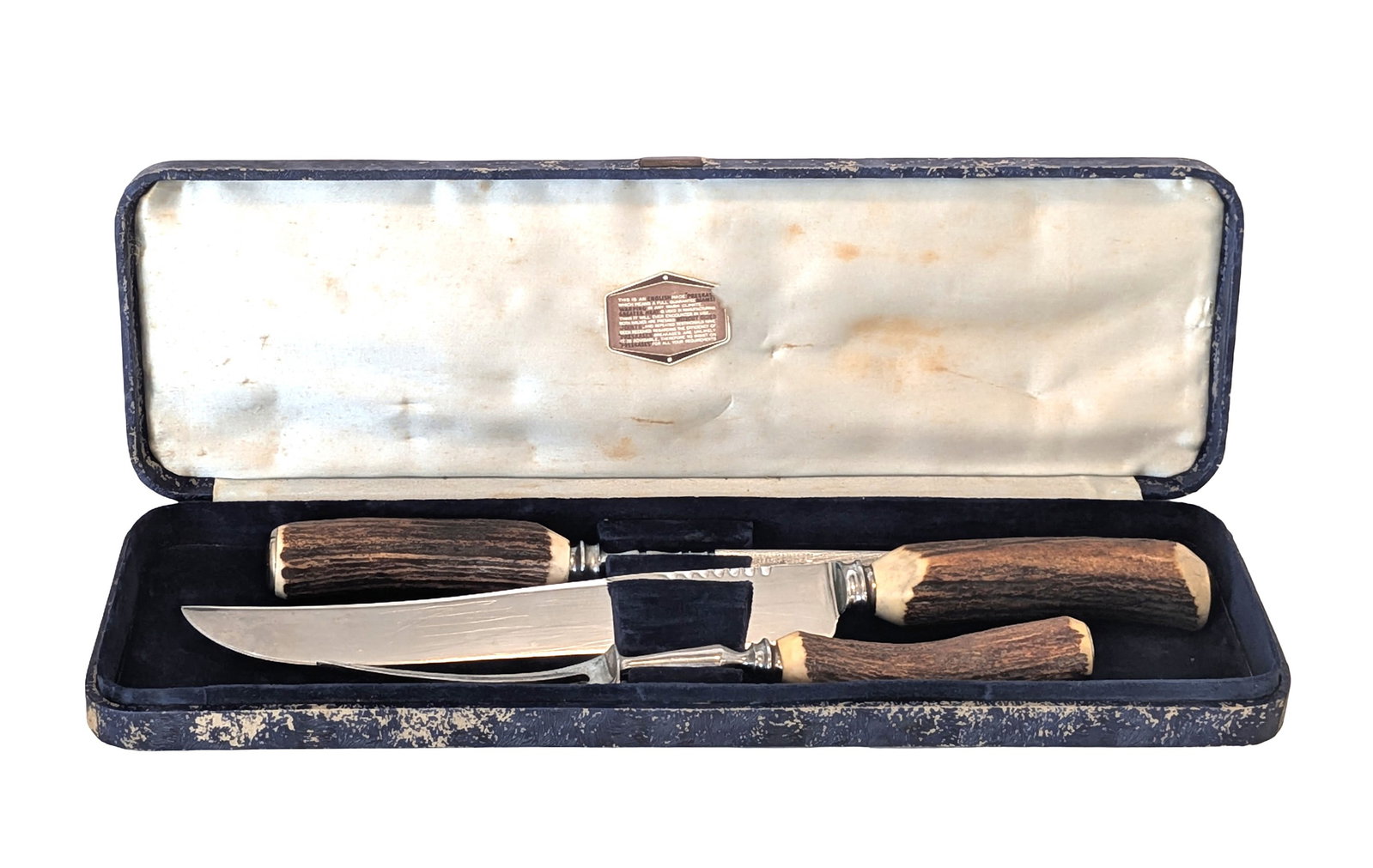 Vintage Empress Sheffield England Carving Set with Stag Antler Handles & Case (1 of 5)