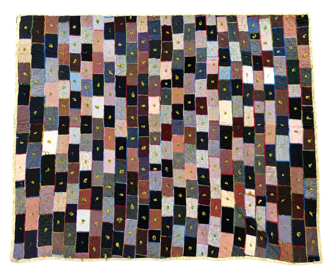 Vintage Hand-Stitched Patchwork Quilt, Folk Art Textile Throw (1 of 4)