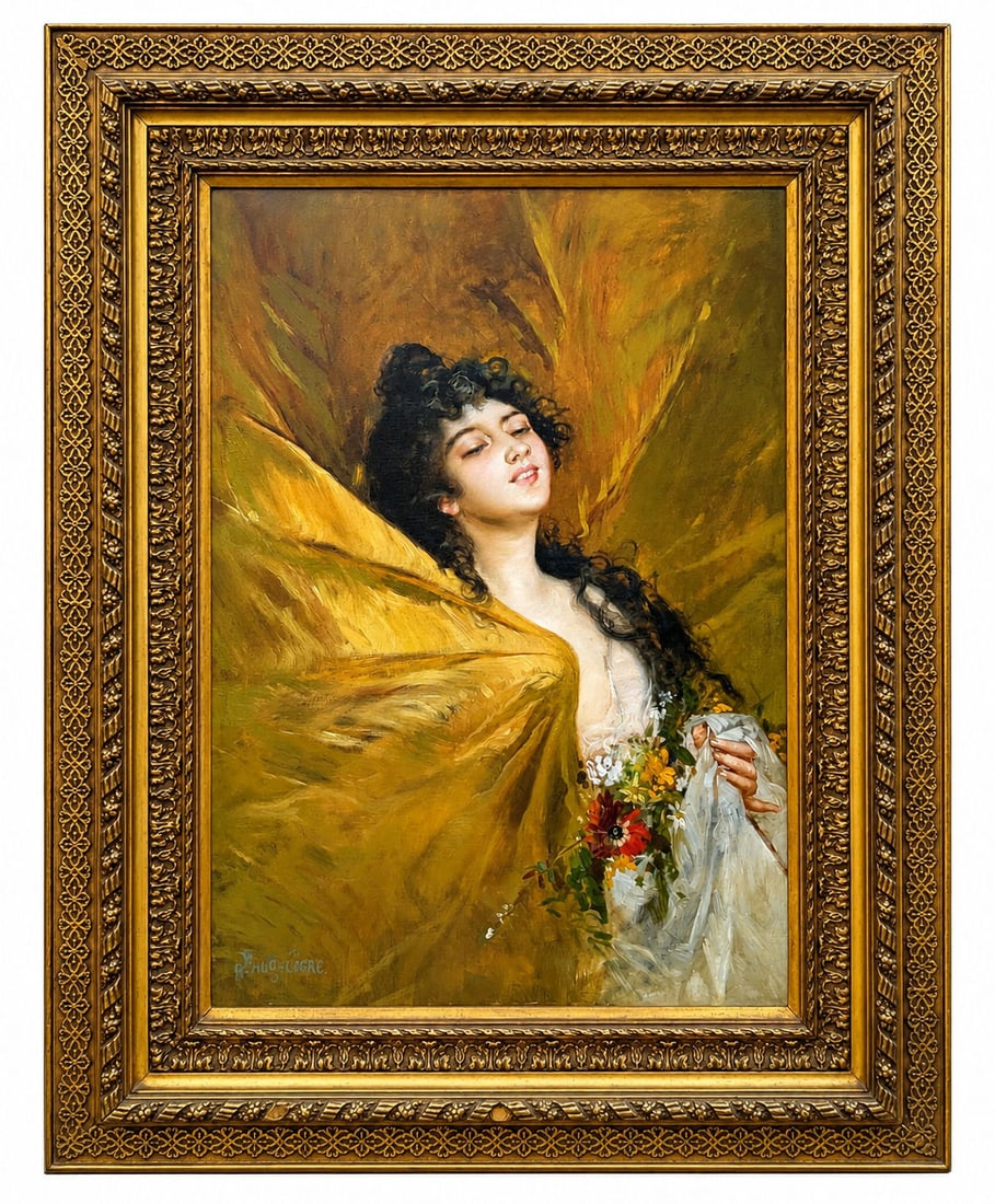 Salvatore Postiglione (1861 - 1906) Italy: Salvatore Postiglione (1861 - 1906) Italy Oil on Canvas Measure 39 1/4"in H x 28"in W and 54 3/4"in H x 43"in W framed Known for: Smiling faced figure and portrait painting, teaching Biography: Salvat