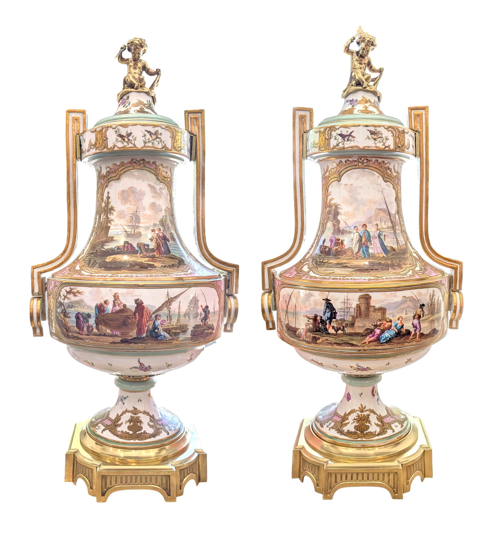 Pair of French Samson ( Edme Samson & Cie ) Porcelain and Ormolu Covered Vases (1 of 10)