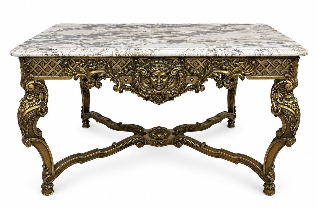 Monumental Italian Renaissance Style Giltwood Console Table with Marble Top (1 of 10)