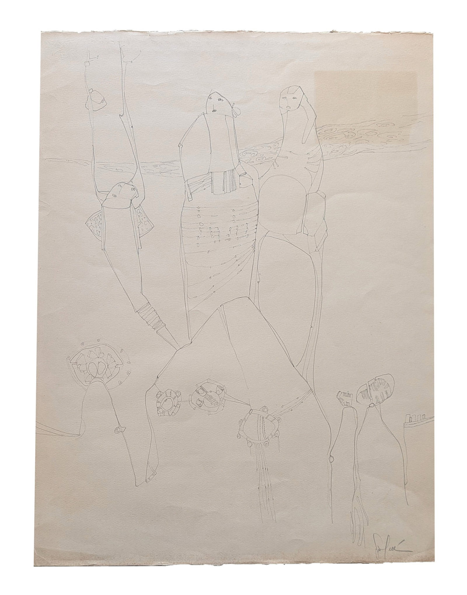 Gina Pellon ( 1926 - 2014 ) Cuban: Gina Pellon ( 1926 - 2014 ) Cuban Drawing on Paper Year: Circa 1960 - 1970 Measure 27"in H x 20 1/2"in W not framed Biography: Gina Pellon ( December 26, 1926 - March 27, 2014 ) was a Cuban painter wh