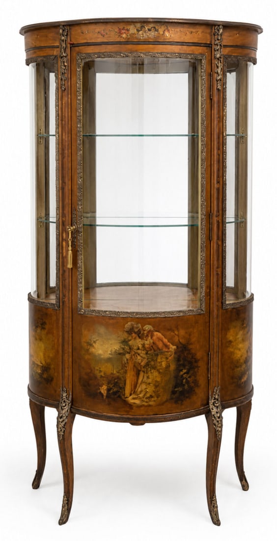 French Louis XV Style Vernis Martin Style Curio Display Cabinet with Bronze Mounts (1 of 3)