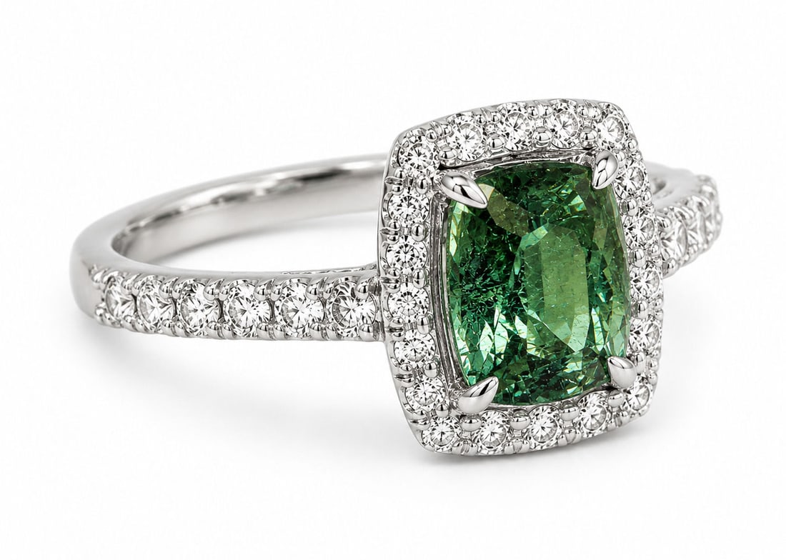 Oscar Friedman Platinum Paraiba Tourmaline and Diamond Ring with GIA Report: Designer: Oscar Friedman Size:6 3/4 Metal: Platinum ( PT900 ) Total Ring Gross Weight: 6.8 Grams Center Stone: One Cushion Modified Brilliant Cut Paraiba Tourmaline Center Stone Weight: 2.29 Carats Ce