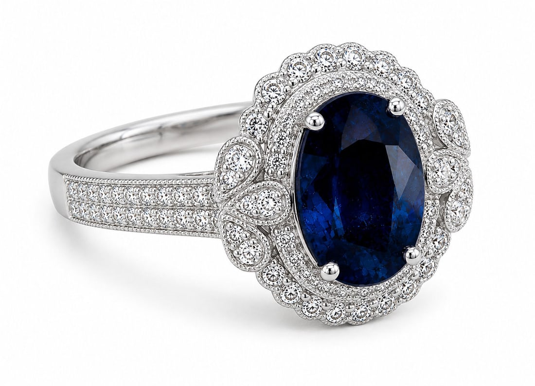 Oscar Friedman Platinum 4.65 Carat GIA Certified Sapphire and Diamond Ring: Metal: Platinum ( PT900 ) Size:6 3/4 Total Ring Weight: 8.6 Grams Designer: Oscar Friedman Design: Elegant platinum ring centered by a GIA certified natural oval blue sapphire within a double halo of 