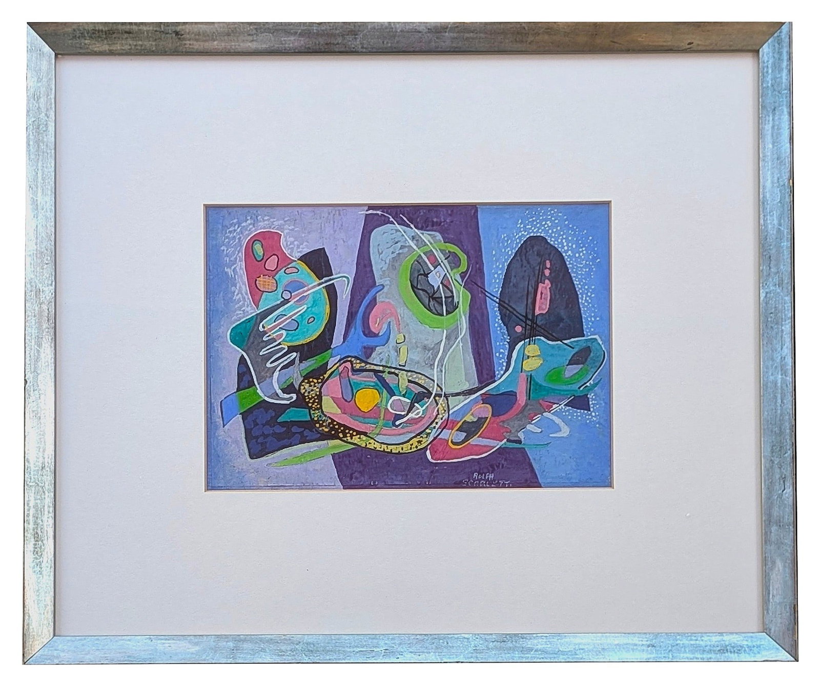 Rolph Scarlett ( 1889 - 1984 ) Canada: Rolph Scarlett ( 1889 - 1984 ) Canada Gouache on Paper Measure 7 1/2"in H x 10 1/2"in W and 16 3/4"in H x 19 3/4"in W x 1 1/4"in D framed Known for: Non objective-geometric, modernist-leaning landscap