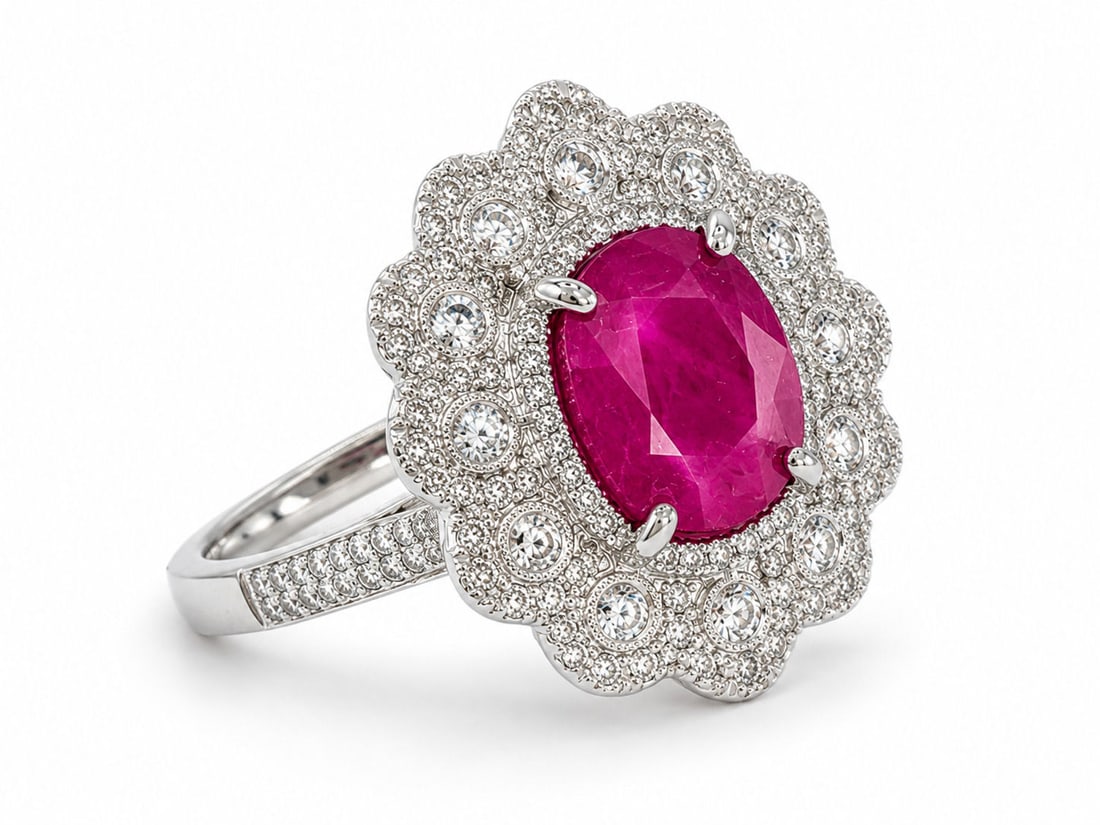 Oscar Friedman GIA Certified 5.20 Carat Burmese Ruby & Diamond Platinum Ring: Designer: Oscar Friedman Size:6 3/4 Metal: Platinum ( PT900 ) Total Ring Gross Weight: 10.5 Grams Center Stone: One Oval Cut Natural Burmese Ruby (GIA Certified) Center Ruby Weight: 5.20 Carats Center