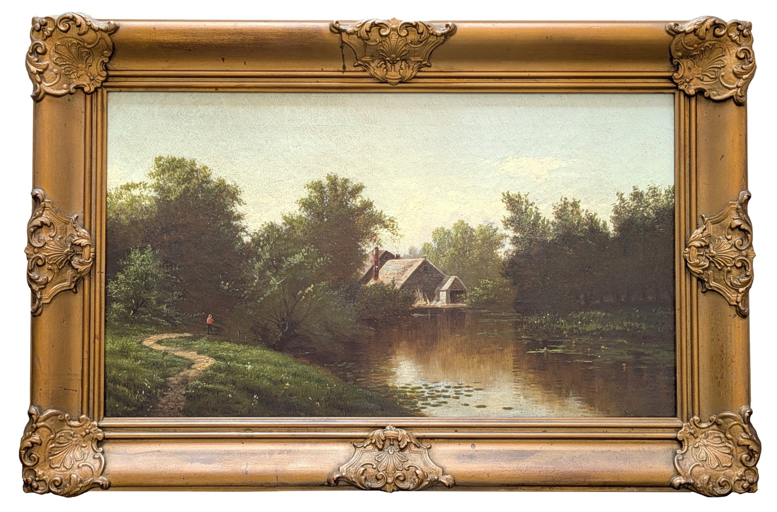 Continental School (Late 19th Century) Riverside Cottage at Sunset (1 of 6)
