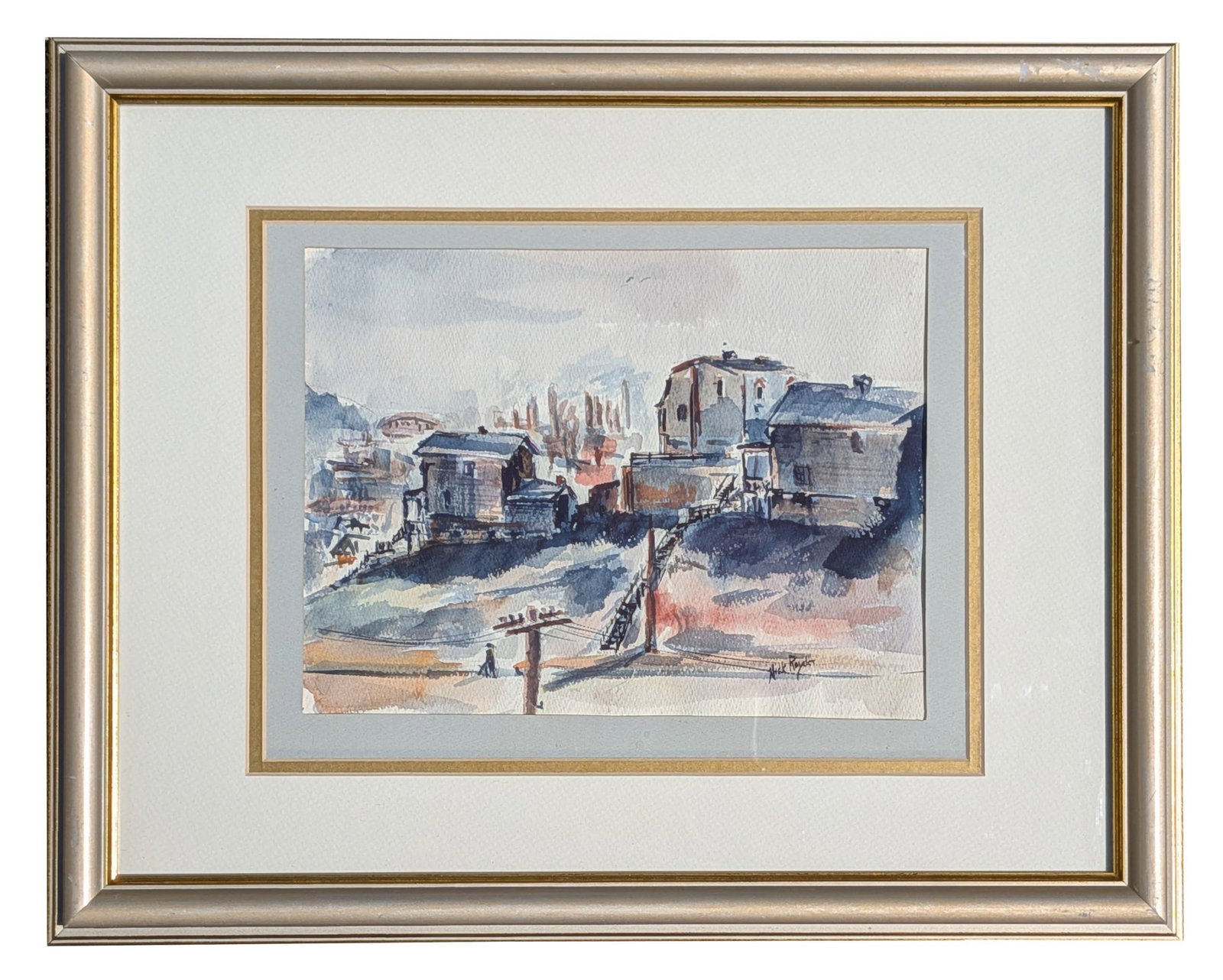 Nick Ryder Original Watercolor Painting ? Signed Landscape with Village Scene ? Framed (1 of 6)