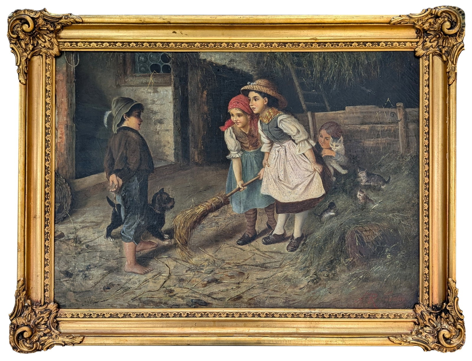 German School (19th Century) Children at the Barn with Kittens (1 of 6)