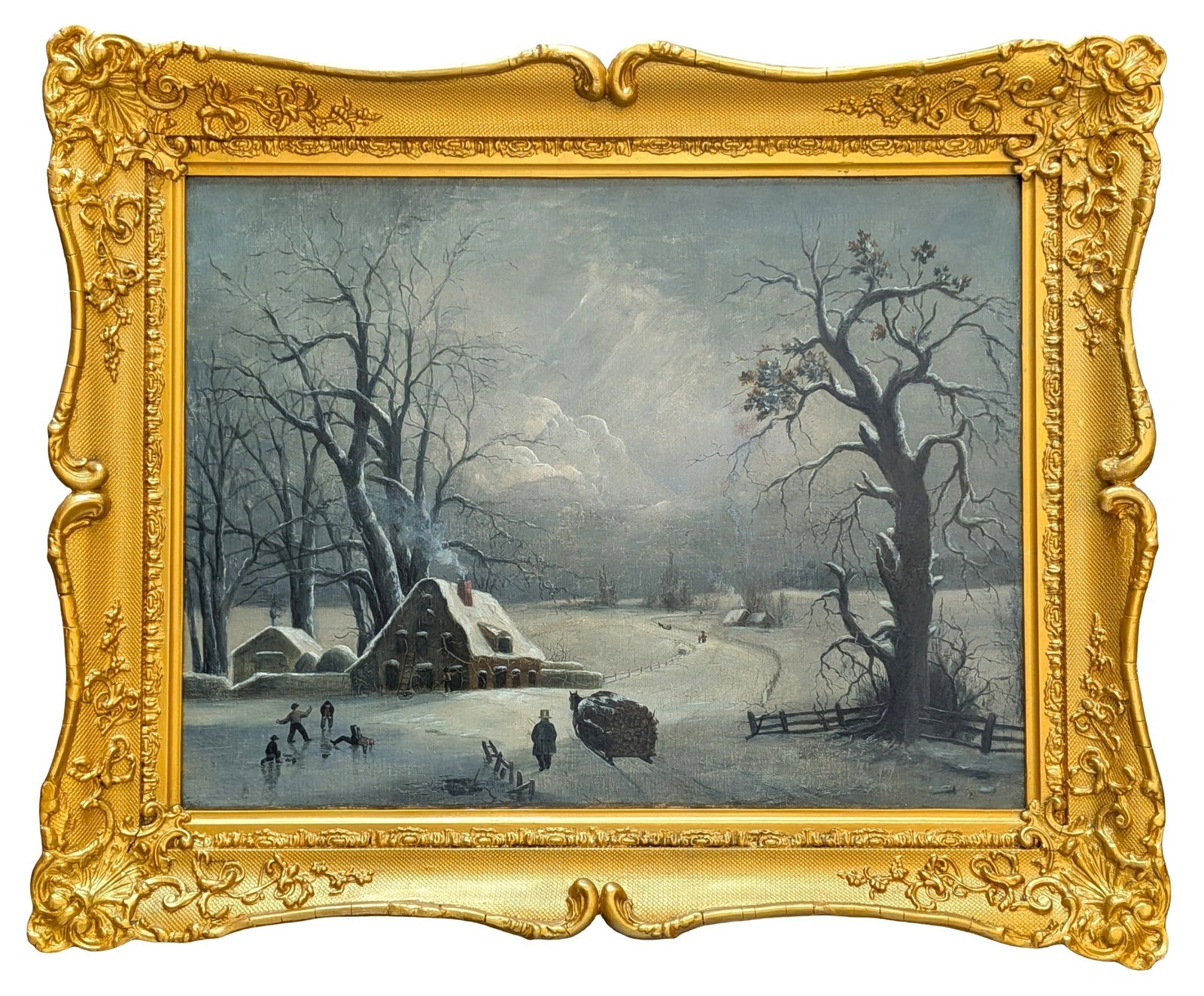 Joseph Rusling Meeker (1827 - 1887) American: Joseph Rusling Meeker (1827 - 1887) American Oil on Canvas Measure 18"in H x 24"in W and 24 1/2"in H x 30"in W x 2 1/2"in D framed Known for: Bayous, portrait and figure painting Biography: Biography: