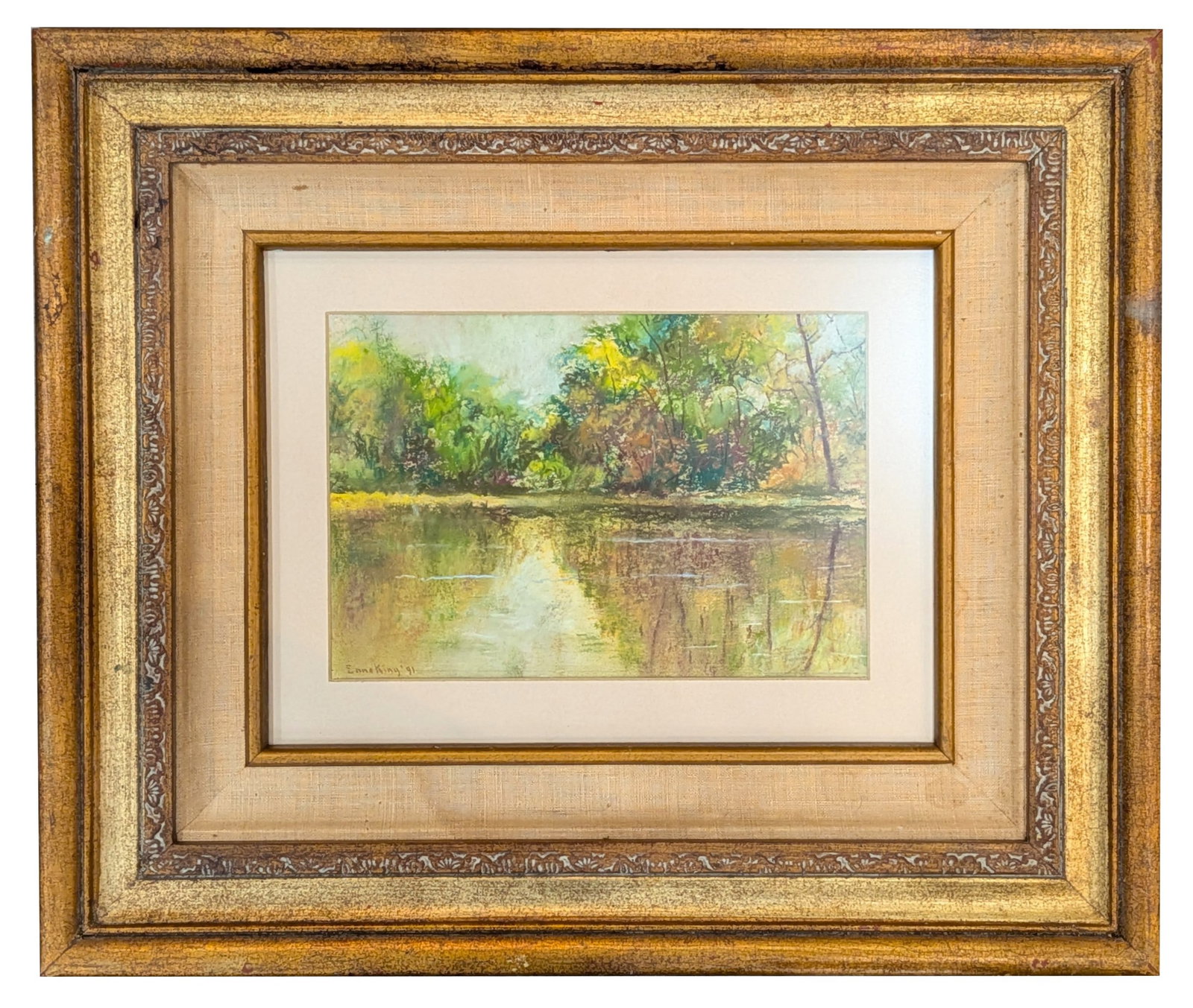 John Joseph Enneking (1841 - 1916) American: John Joseph Enneking (1841 - 1916) American Pastel on Paper Measure 6 1/2"in H x 9 1/4"in W and 16 1/4"in H x 19"in W framed Known for: Landscape animal, genre, and still life painting Biography: Biog