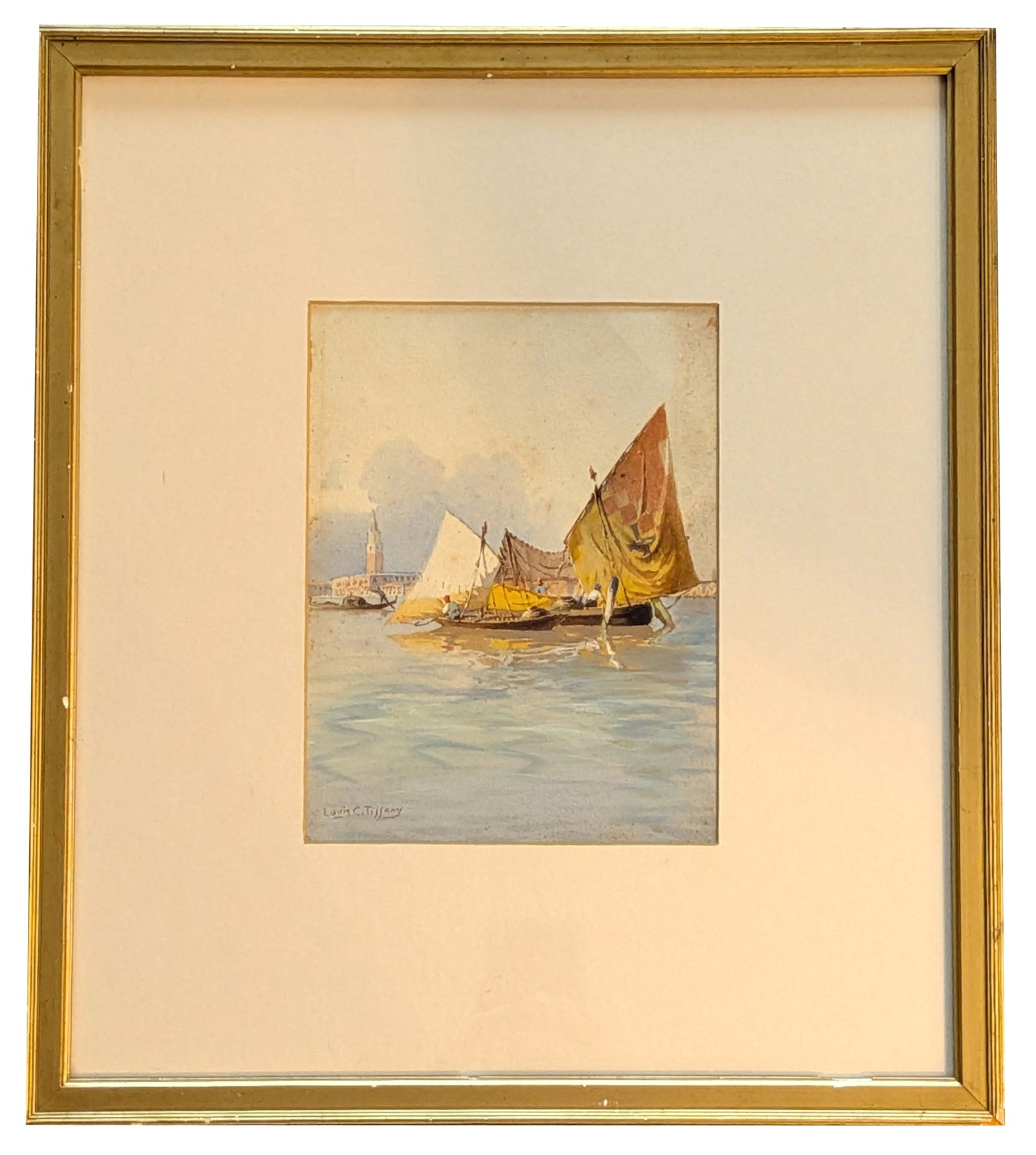Louis Comfort Tiffany (1848 - 1933) American: Louis Comfort Tiffany (1848 - 1933) American Watercolor on Paper Measure 8 1/4"in H x 6 1/4"in W and 17"in H x 15"in W framed