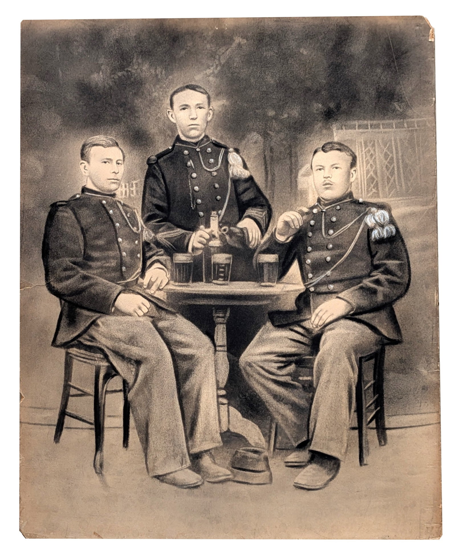 Portrait of Three Indigenous Soldiers in Dutch Colonial Military Uniforms (Aceh War) Dutch School, (1 of 4)