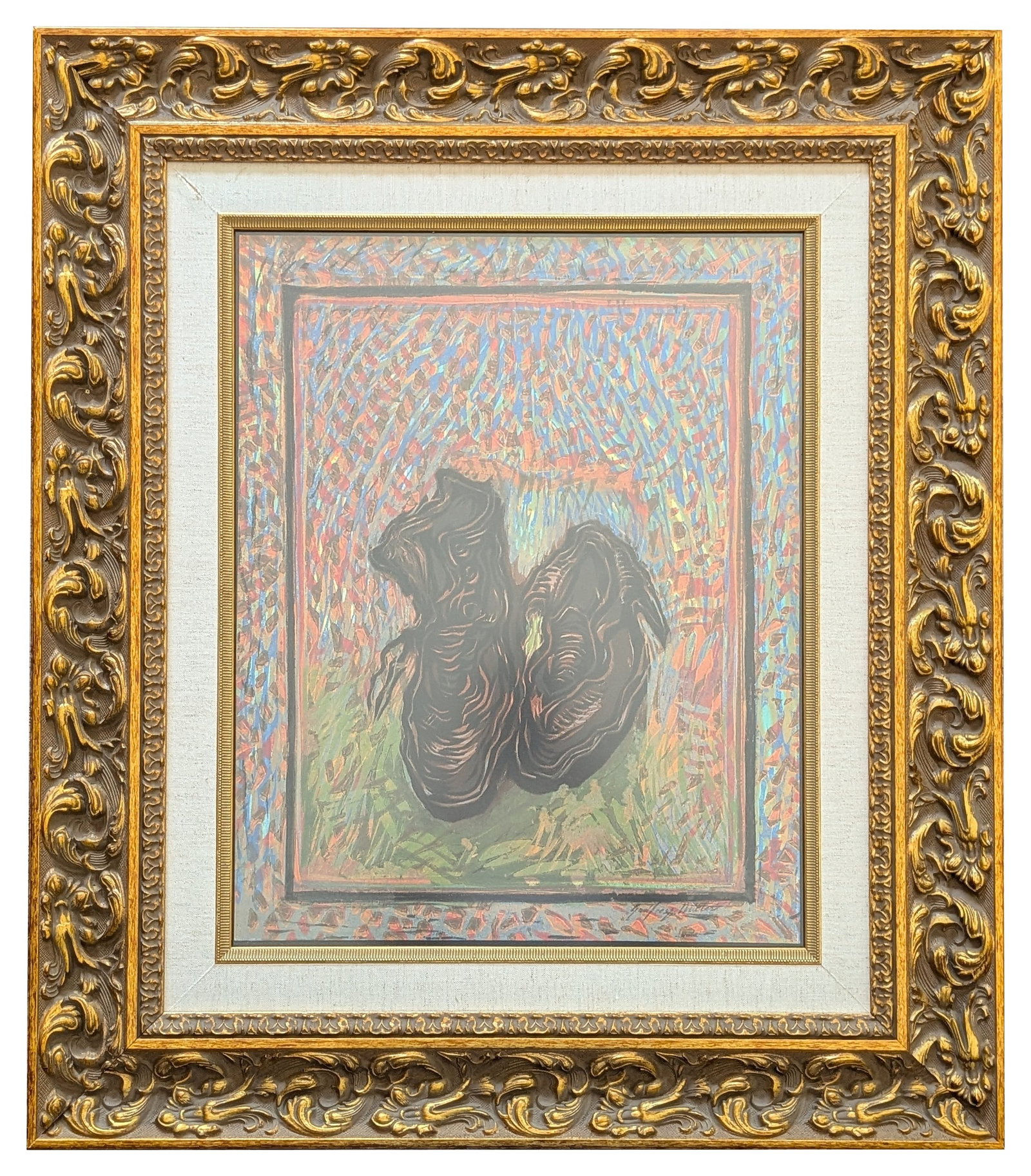 Godfrey Clive Miller ( 1893 - 1964 ) New Zealand: Godfrey Clive Miller ( 1893 - 1964 ) New Zealand Mixed Media on Paper Measure 20"in H x 16"in W and 30 1/4"in H x 26 1/4"in W framed Biography: Was one of Australia's most important modernist painters