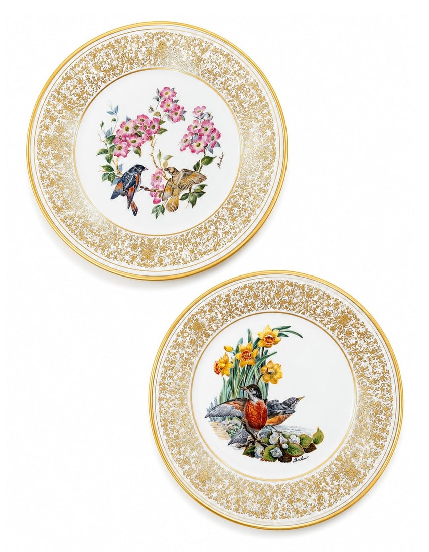Pair Lenox Edward Marshall Boehm Birds Collector Plates 1975 1977 (1 of 5)