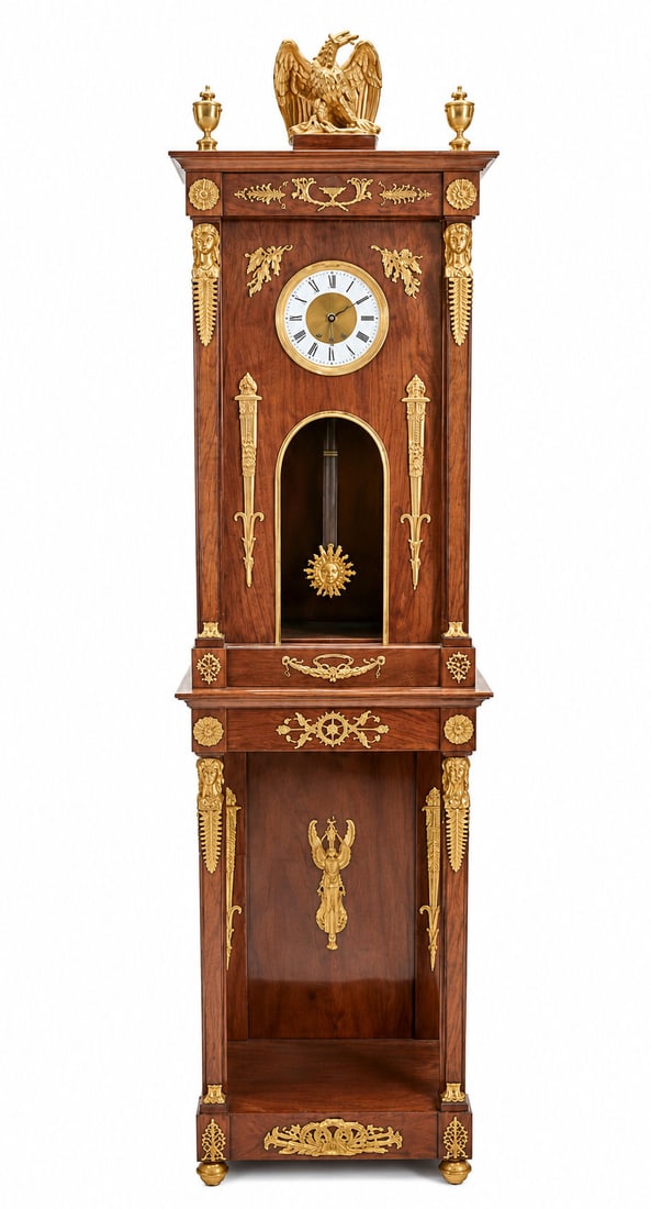 Exceptional Empire Style Mahogany and Gilt Bronze Longcase Clock (1 of 7)