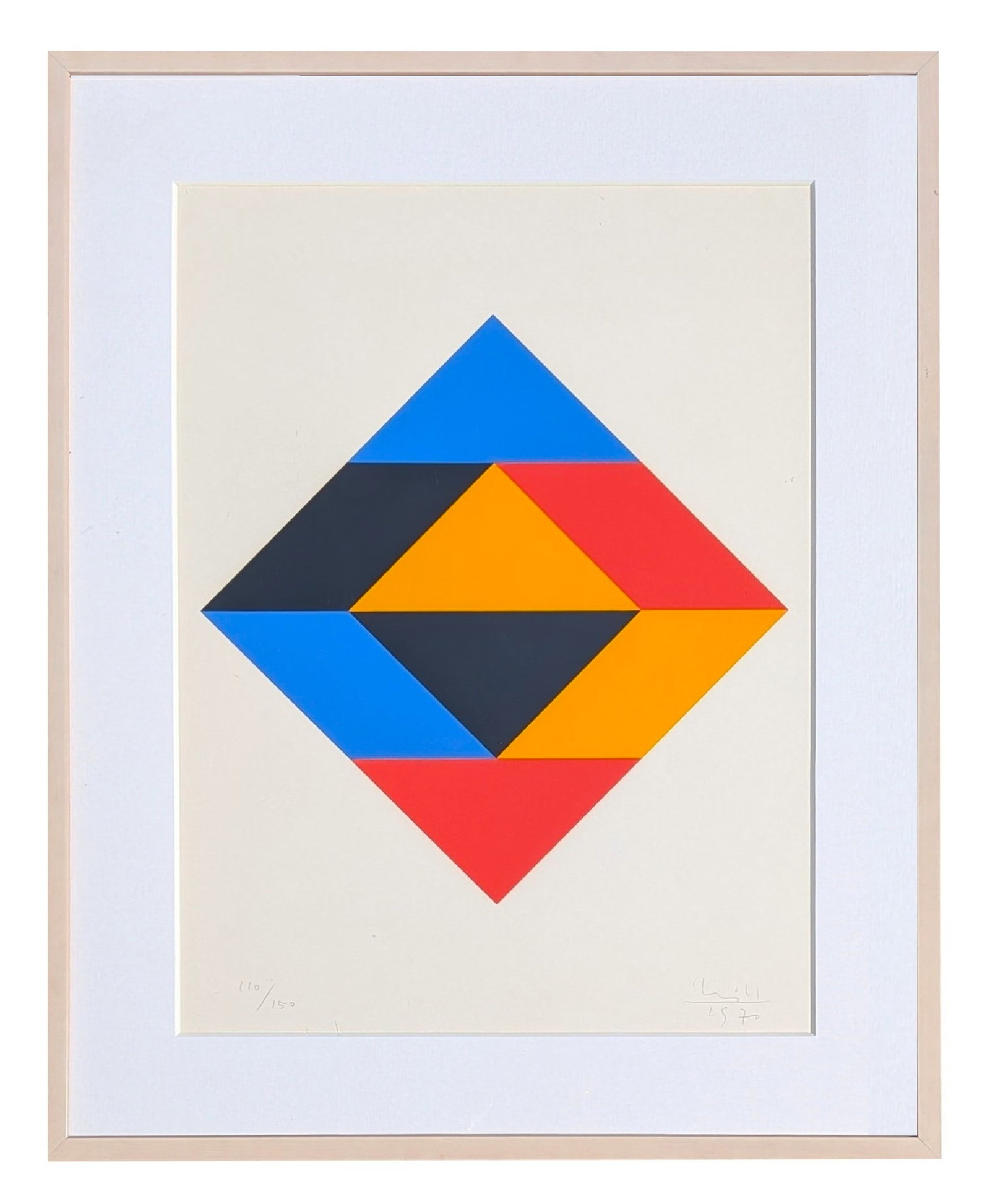 Max Bill ( 1908 - 1994 ) Switzerland: Max Bill ( 1908 - 1994 ) Switzerland Lithograph Hand Signed and Numbered 110 / 150 Measure 25 1/4"in H x 19"in W and 23 1/2"in H x 27"in W framed