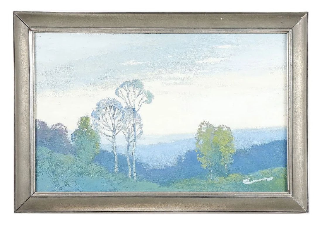 William C Emerson ( 1865 - 1937 ) England: William C Emerson ( 1865 - 1937 ) England Oil on Board Measure 12"in H x 16"in W and 18"in H x 21 3/4"in W framed Known for: Tonalist landscape paintings, architecture. Biography: Born in London, Engl