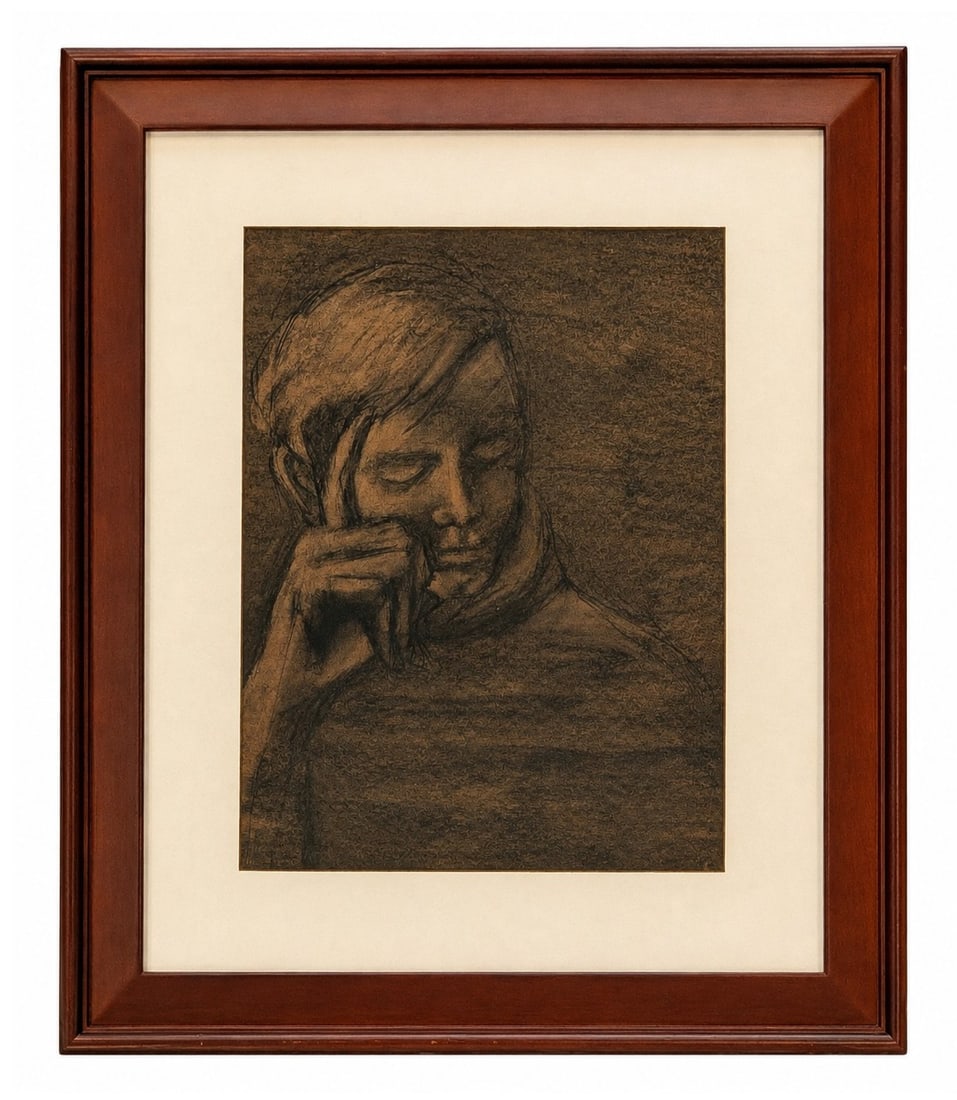 Dox Thrash (1893 - 1965) American: Dox Thrash (1893 - 1965) American Mixed Media on Paper Measure 14 3/4"in H x 11"in W and 23 1/4"in H x 19 1/4"in W with frame Known for: Rural landscape and social realist painting and printmaking Bio