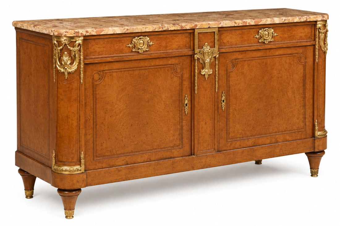 French 19th Century Empire Neoclassical Style Burl Walnut and Ormolu Buffet (1 of 6)
