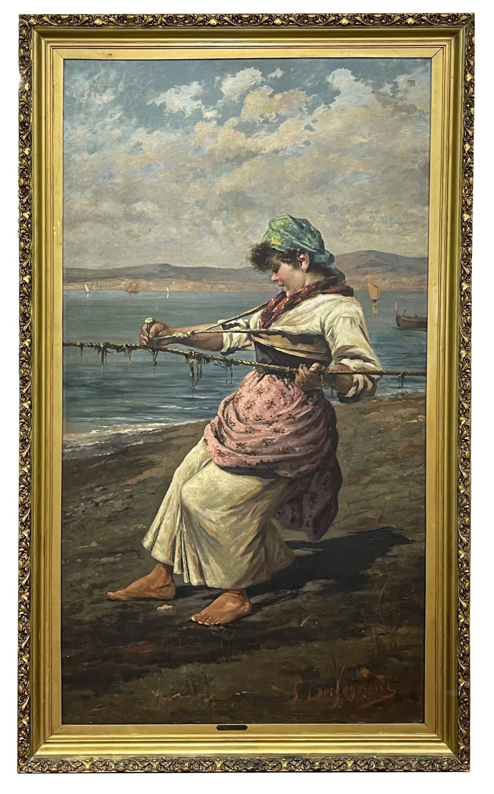 Young Fisherwoman By S Borgognoni - Italian Painter (1 of 6)