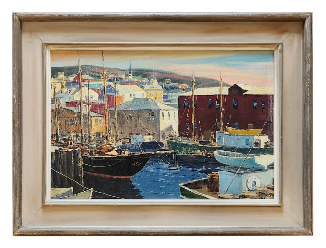 Carl Ivar Gilbert (1882 - 1959) American: Carl Ivar Gilbert (1882 - 1959) American Title: Harbor Sundown Oil on Canvas Measure 15"in H x 23"in W and 21 1/2"in H x 29"in W with frame Biography: Was active/lived in New York, New Hampshire. Carl