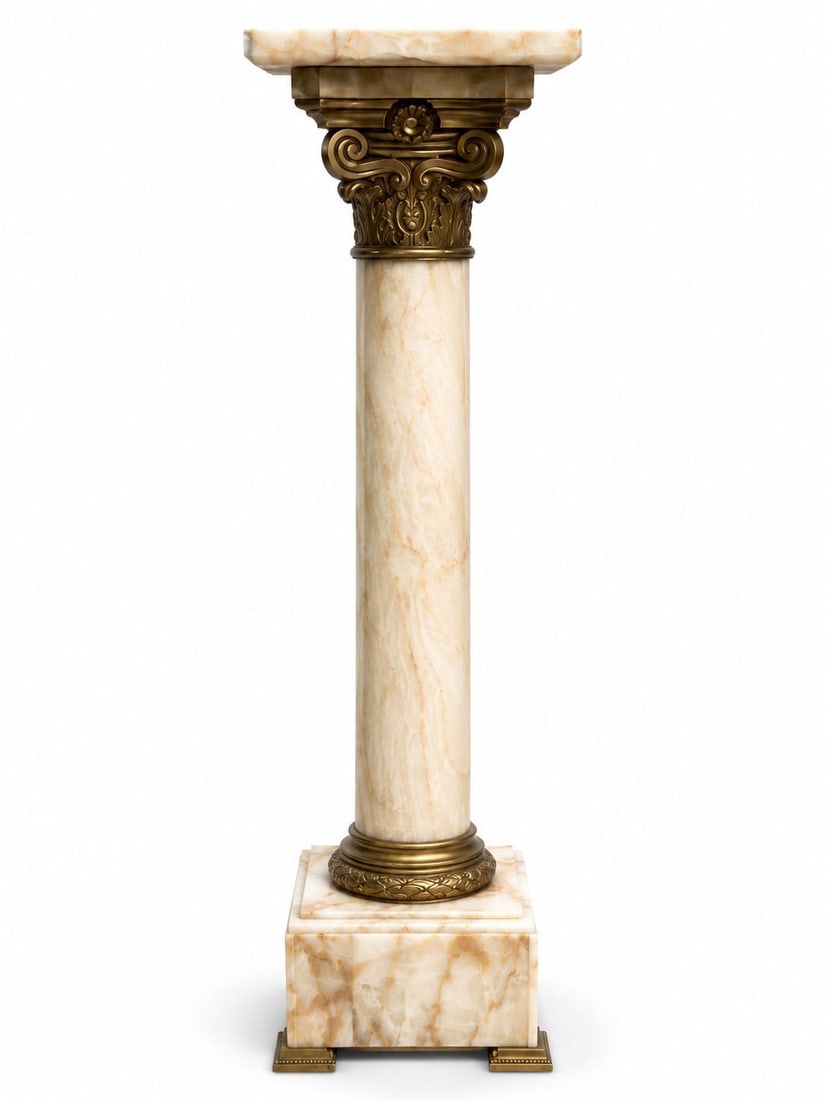 Antique French Neoclassical Bronze Mounted Marble Pedestal (1 of 7)