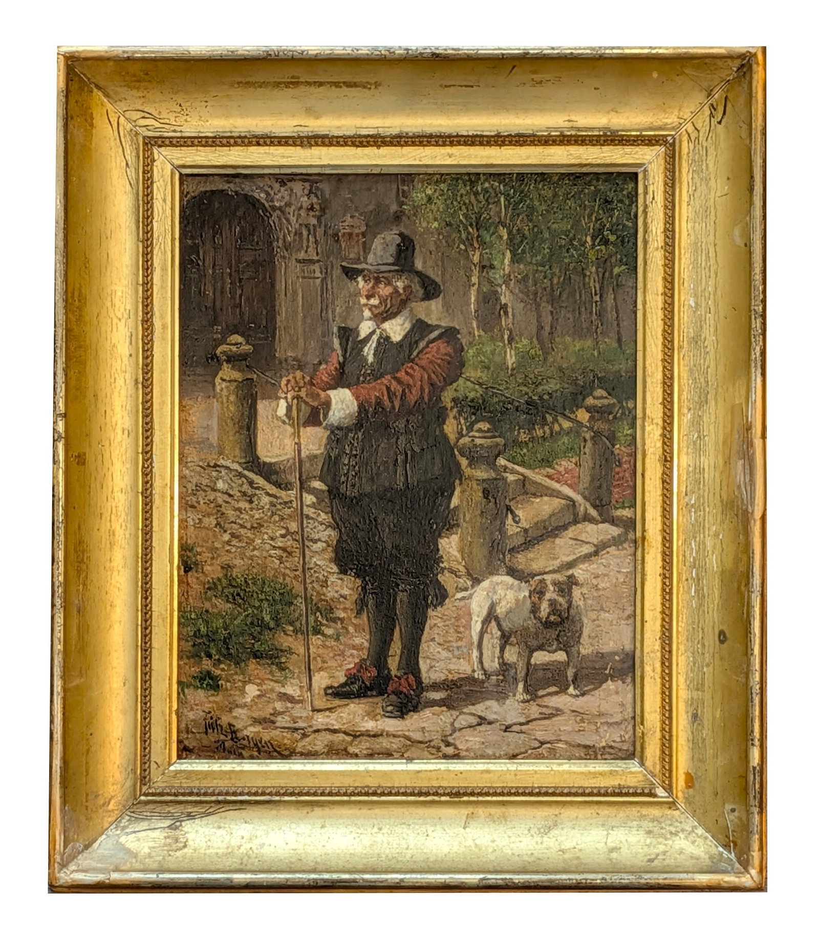 Fritz Bergen ( 1857 - 1941 ) German: Fritz Bergen ( 1857 - 1941 ) German Oil on Board Measure 9"in H x 7"in W and 13"in H x 11"in W x 1 1/4"in D framed Known for: Painter; Draftsman; Graphic Artist; Illustrator Biography: Fritz Bergen (1