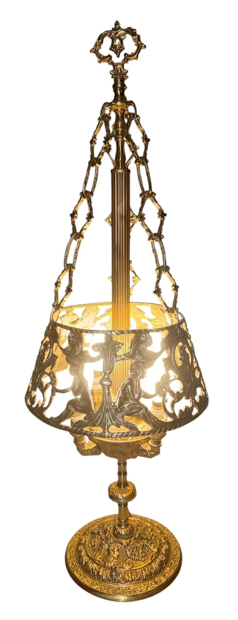 Ornate Neoclassical Gilt Brass Four Light Table Lamp (1 of 5)