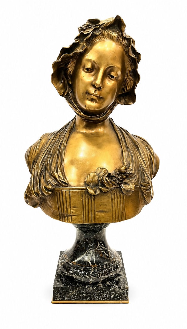 Bronze Bust of a Maiden Signed G. F. Pamano (1 of 8)