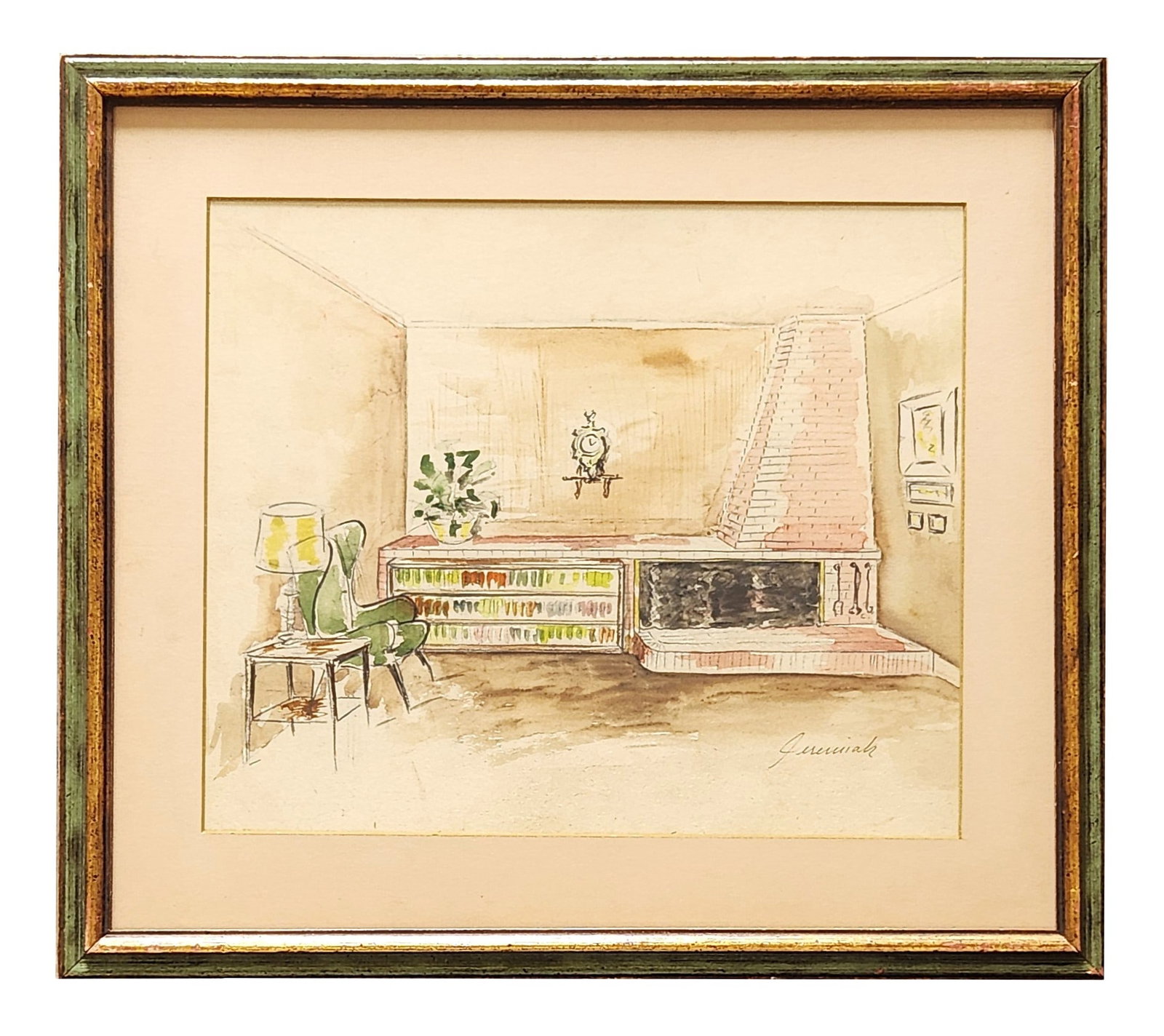Jeremiah Goodman (1922 - 2017) American: Jeremiah Goodman (1922 - 2017) American Watercolor on Paper Measure 10 1/2"in H x 12 1/2"in W and 15 1/4"in H x 17 1/4"in W framed Known for: Paintings of glamourous home interiors of celebrities, ill
