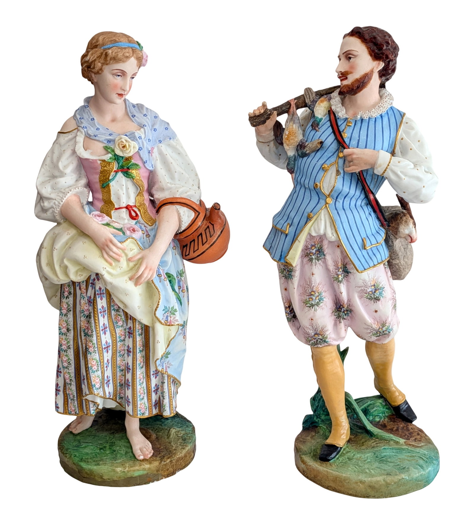 Antique Jean Gille Bisque Porcelain Figurines Elizabeth Era Couple 19th Century (1 of 6)