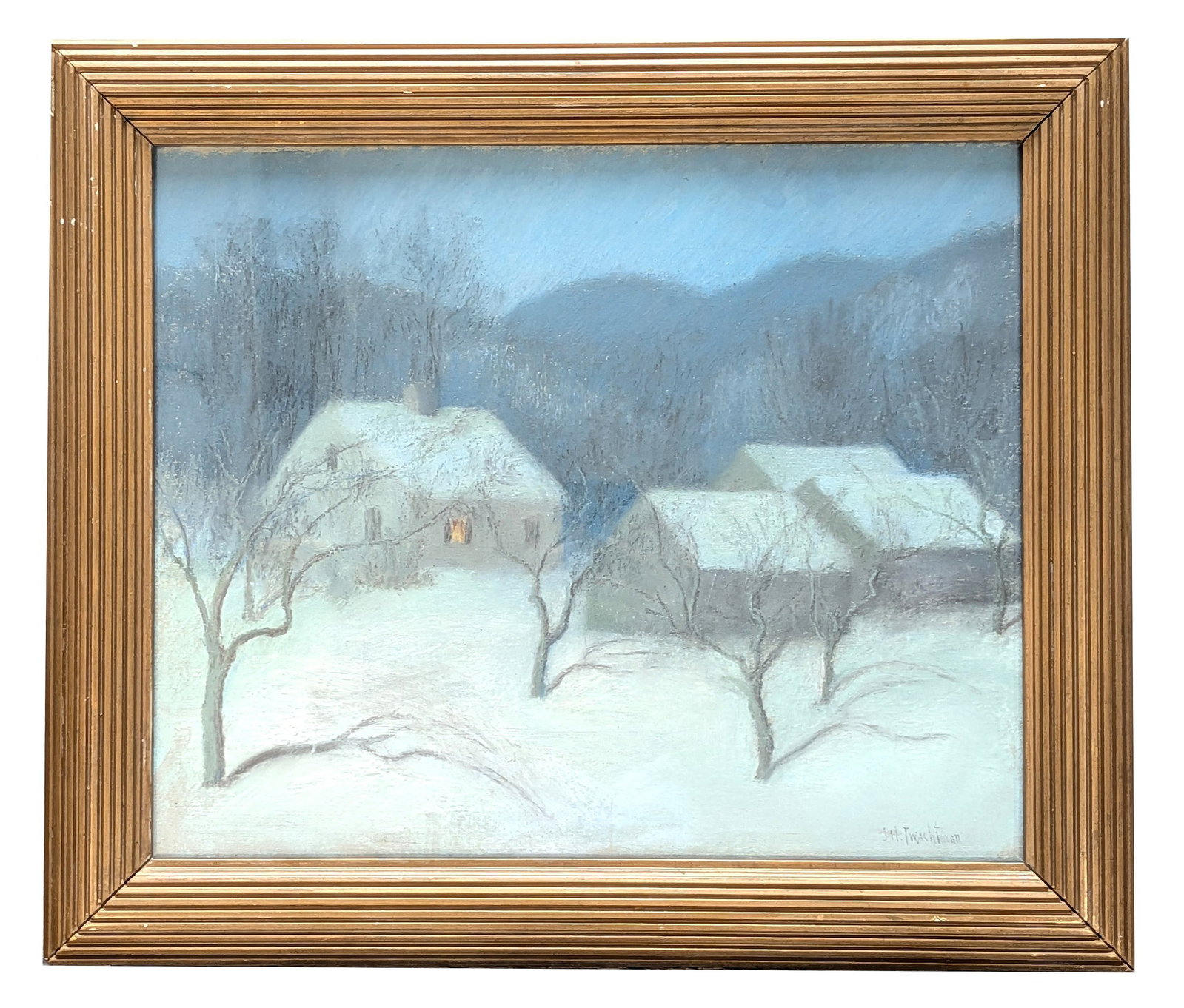 John Henry Twachtman (1853 - 1902) American: John Henry Twachtman (1853 - 1902) American Pastel on Paper Measure 13 3/4"in H x 16 1/4"in W and 18"in H x 20"in W framed Known for: Landscape and portrait painting, illustrator Biography: John Twach