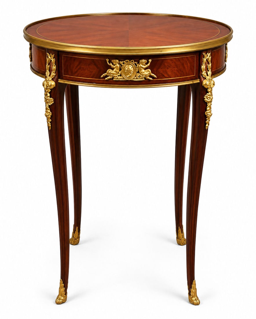 Fine French Louis XVI - Style Marquetry Occasional Table with Gilt Bronze Mounts, Late 19th Century (1 of 4)