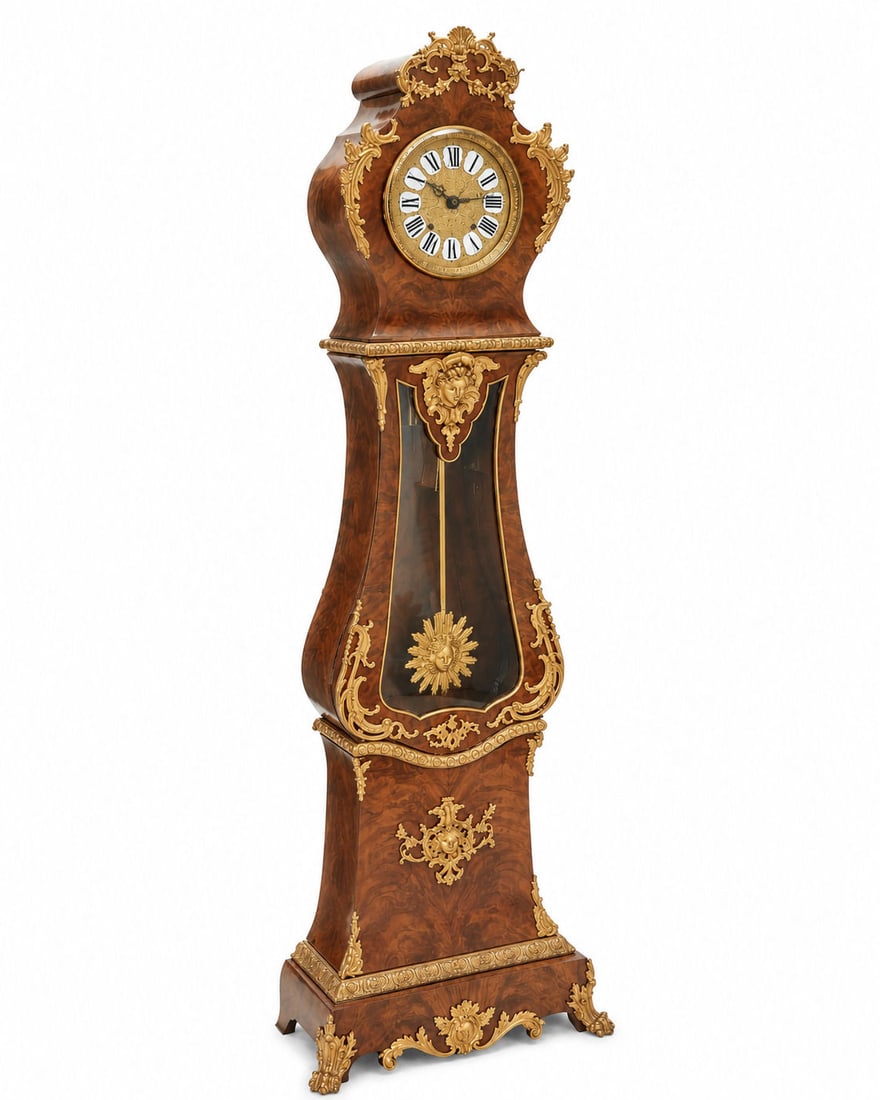 French Louis XV Style Gilt Bronze Mounted Longcase Clock, Late 19th C. (1 of 10)