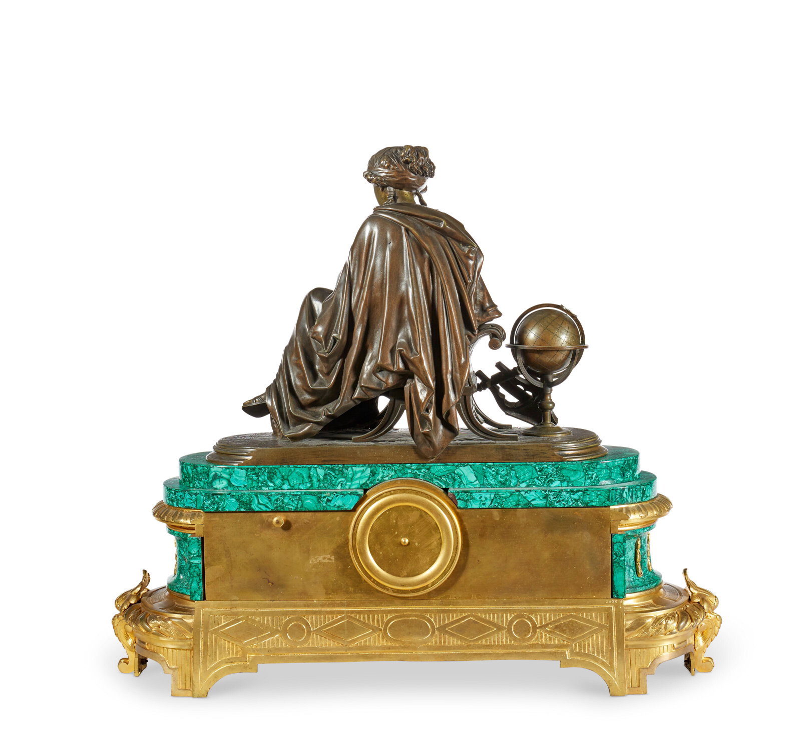 Napoleon III Ormolu Patinated - Bronze and Malachite Mantel Clock - 4